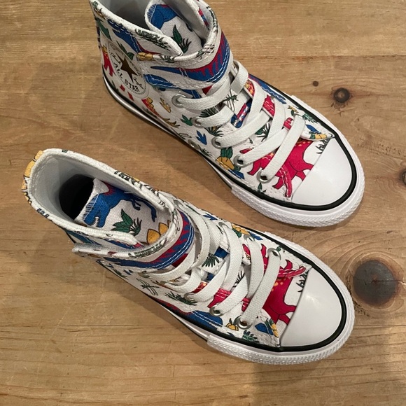 NWOT Kids Converse Dinoverse Chuck Taylor All Star Velcro High Tops Size 11 - Picture 4 of 5
